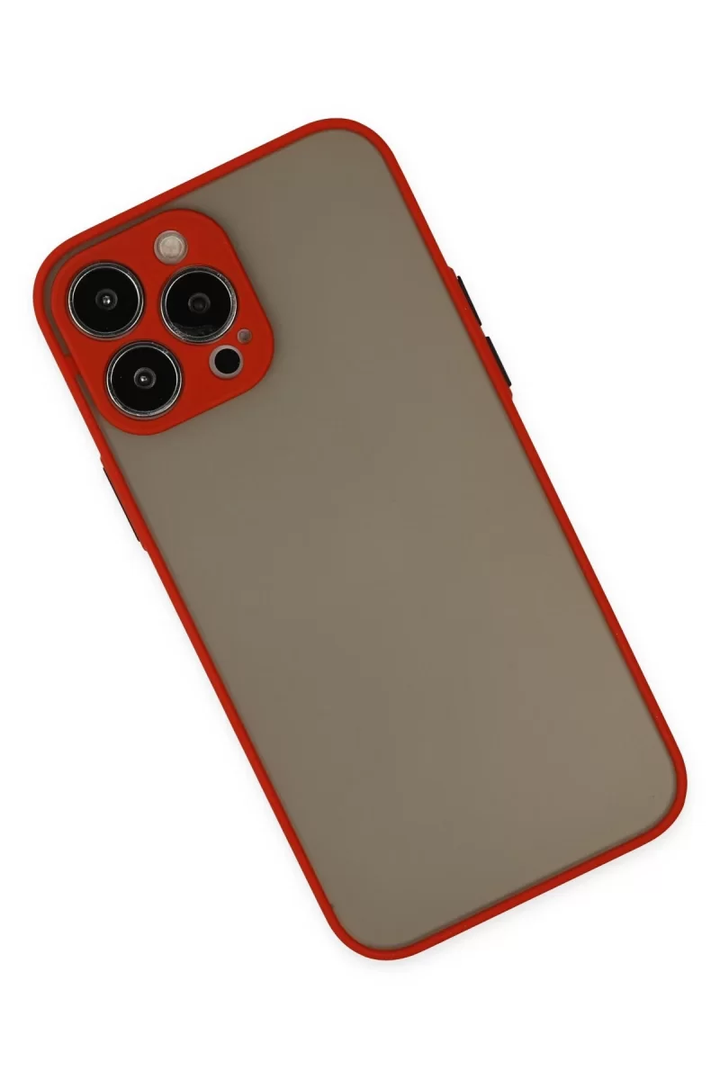 Newface Apple iPhone 15 Pro Max Kılıf Montreal Silikon Kapak - Kırmızı