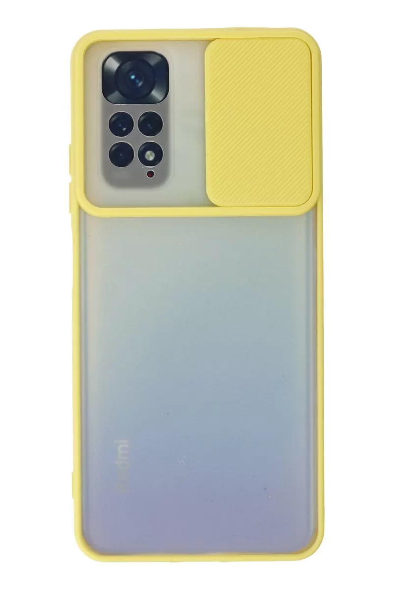 Newface Xiaomi Redmi Note 11 Kılıf Palm Buzlu Kamera Sürgülü Silikon - Sarı