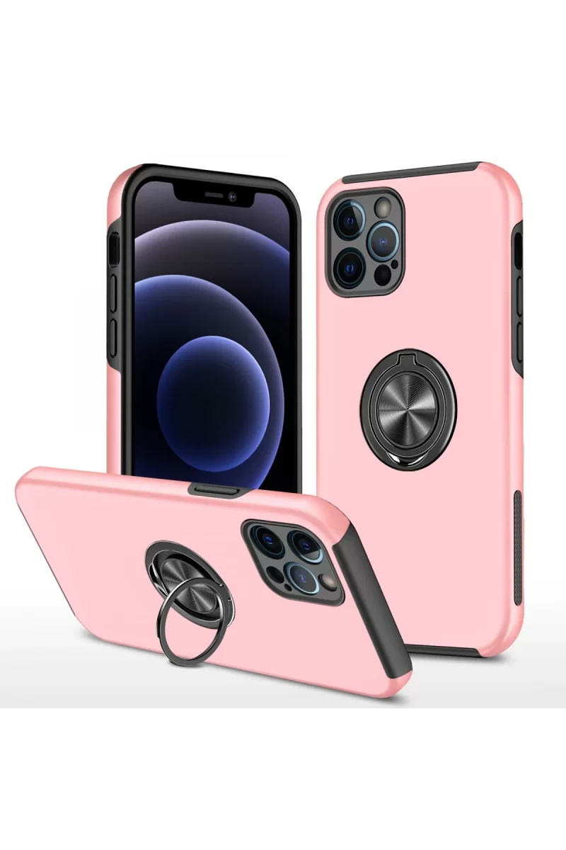 Newface Apple iPhone 12 Pro Kılıf Elit Yüzüklü Kapak - Pembe