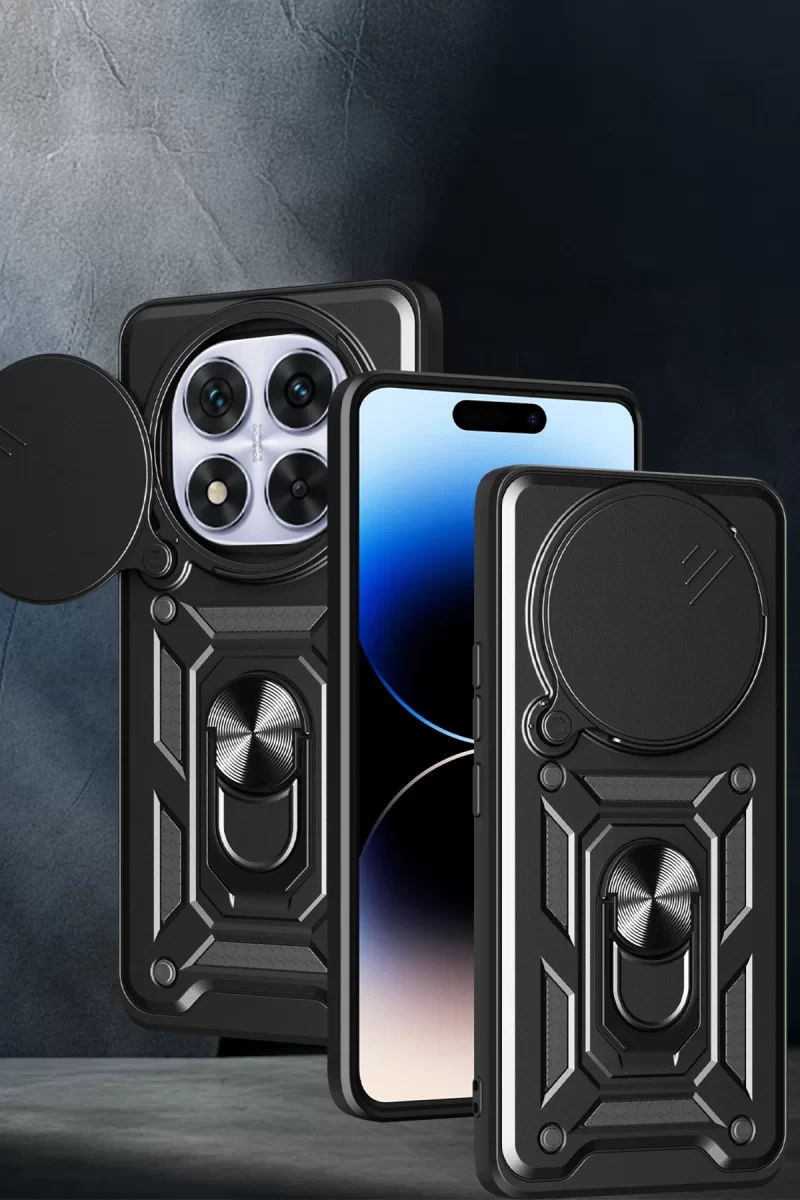 Newface Xiaomi Redmi Note 14 Pro Plus Kılıf Pars Lens Yüzüklü Silikon - Lacivert