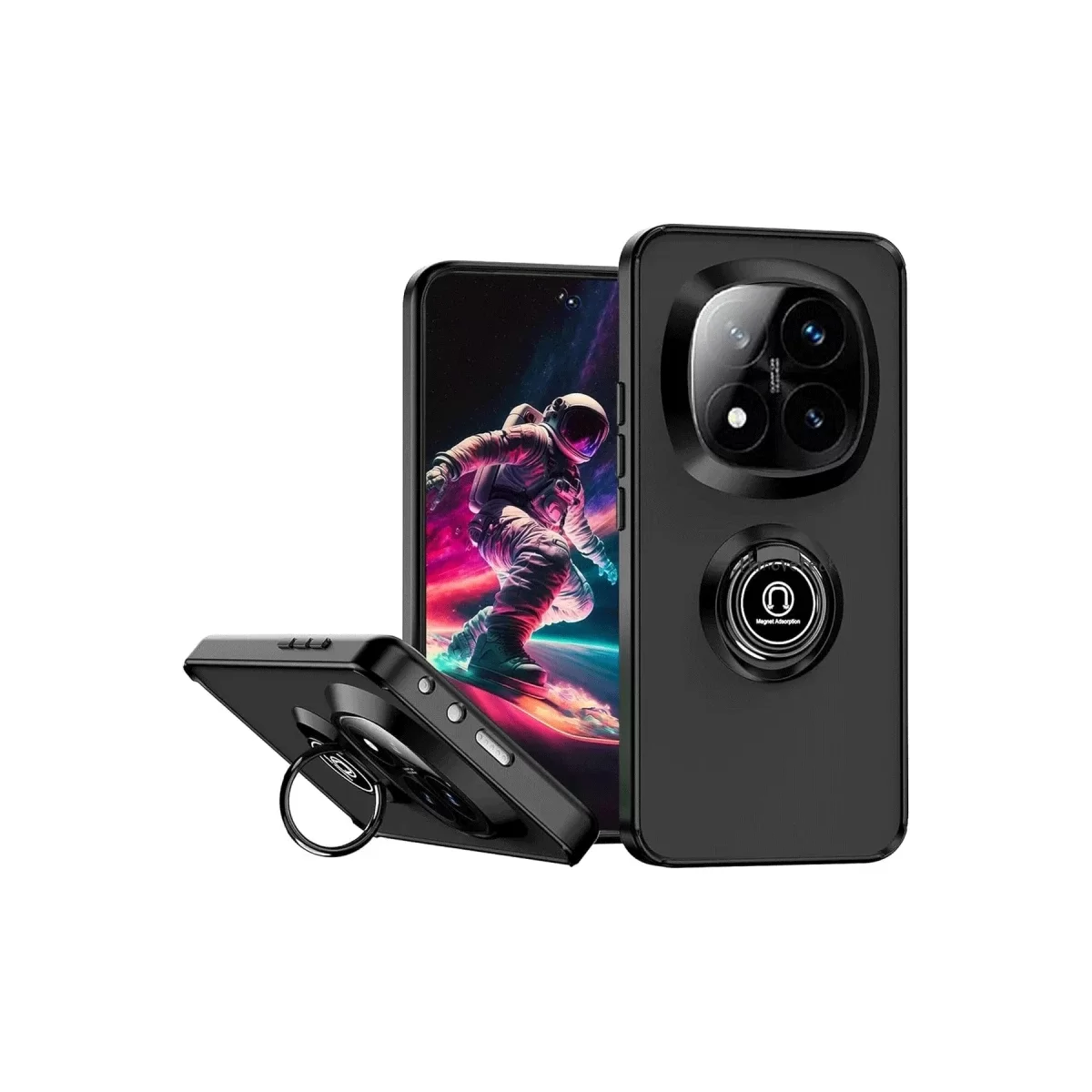 Newface Xiaomi Redmi Note 14 Pro 4G Kılıf Montreal Yüzüklü Silikon Kapak - Siyah