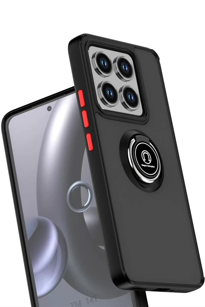 Newface Xiaomi Mi 14T Montreal Yüzüklü Silikon Kapak - Siyah