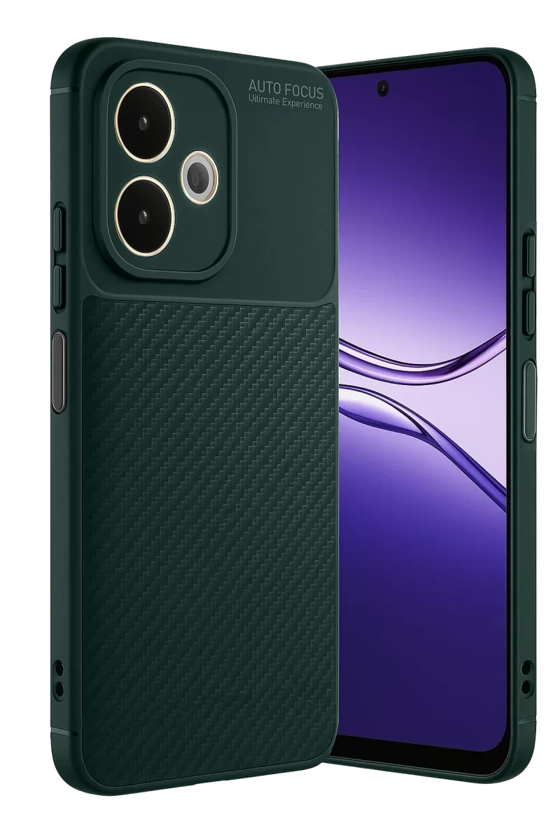 Newface Oppo A5 Pro 4G Kılıf Auto Focus Karbon Kapak - Koyu Yeşil
