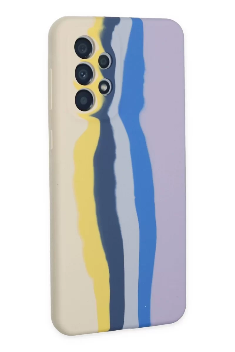 Newface Samsung Galaxy A53 5G Kılıf Ebruli Lansman Silikon - Sarı-Lila