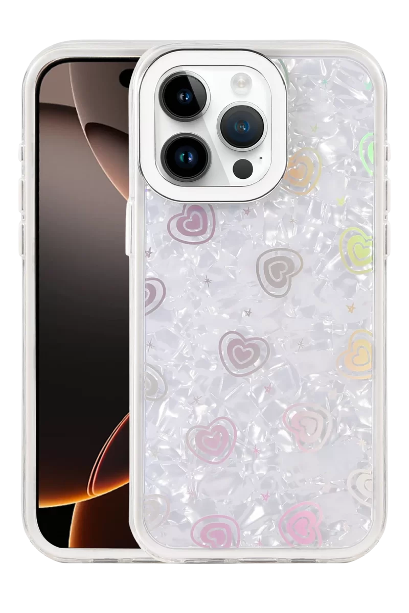 Newface Apple iPhone 14 Pro Max Lumi Desenli Kapak - Beyaz