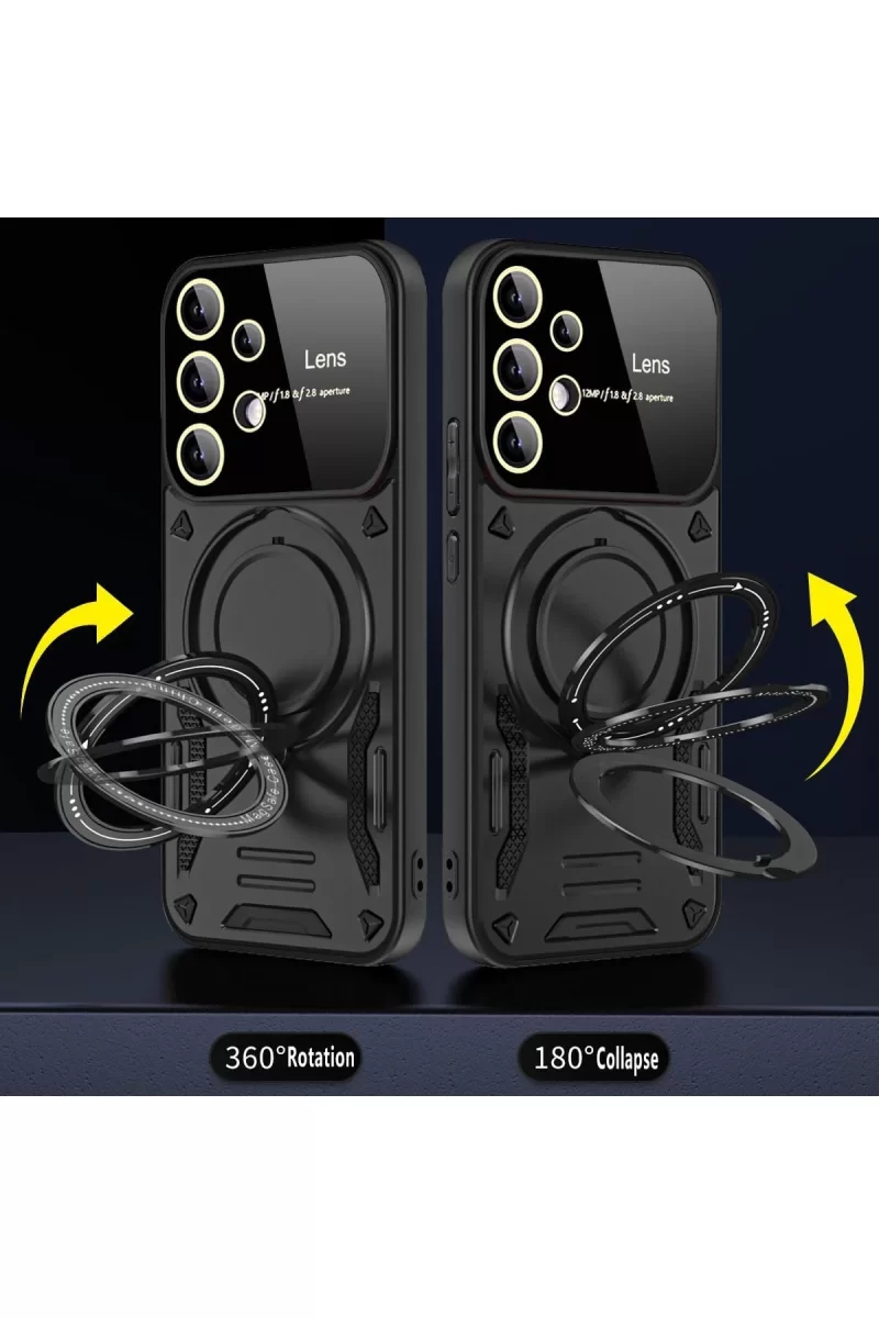 Newface Samsung Galaxy S25 Ultra Kılıf Joy Lens Standlı Kapak - Siyah