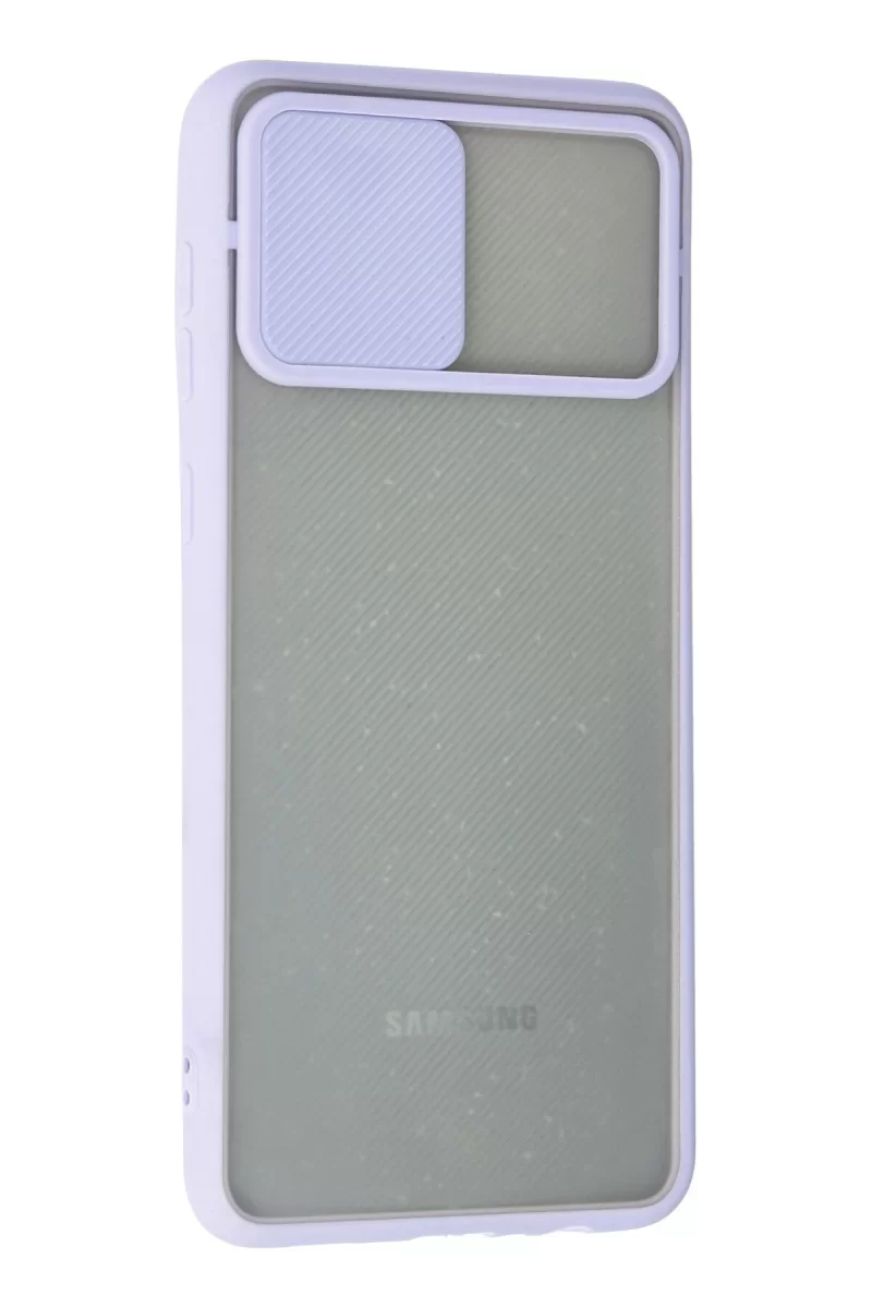 Newface Samsung Galaxy A02 Kılıf Palm Buzlu Kamera Sürgülü Silikon - Lila