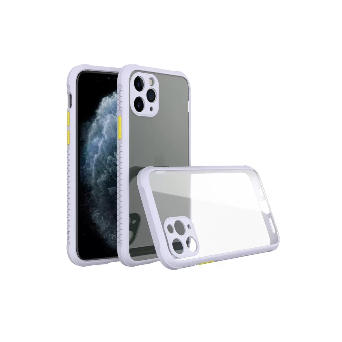 Newface Apple iPhone 11 Pro Kılıf Miami Şeffaf Silikon - Lila