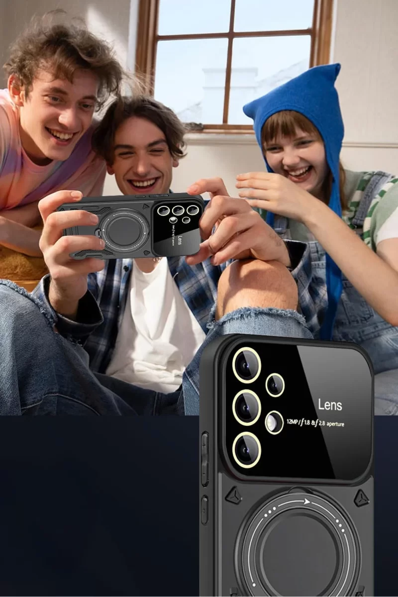 Newface Samsung Galaxy S25 Ultra Kılıf Joy Lens Standlı Kapak - Lacivert
