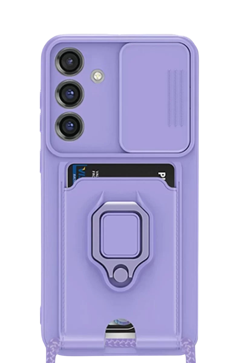 Newface Samsung Galaxy S25 Plus Kılıf Zuma Kartvizitli Yüzüklü Silikon - Lila