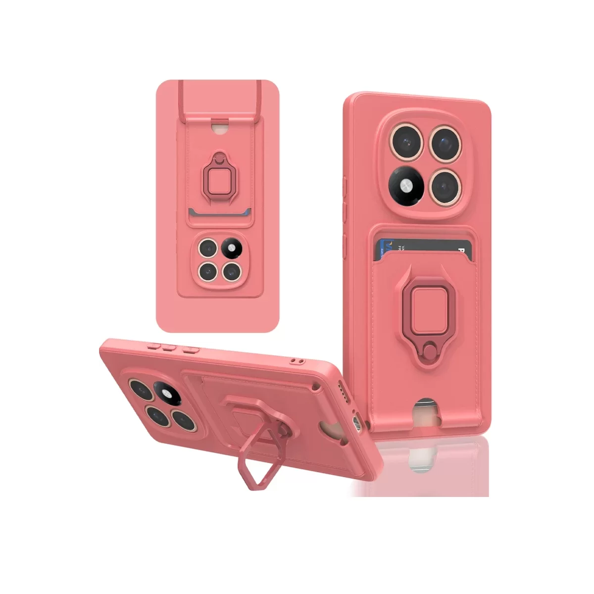 Newface Xiaomi Redmi Note 14 Pro 5G Kılıf Zuma Kartvizitli Yüzüklü Silikon - Pembe