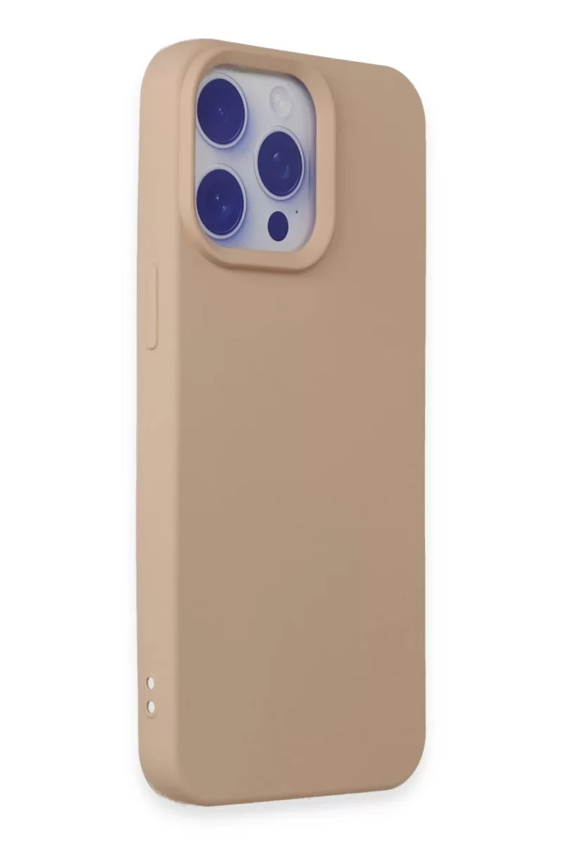 Newface Apple iPhone 15 Pro Max Kılıf Nano içi Kadife Silikon - Pudra