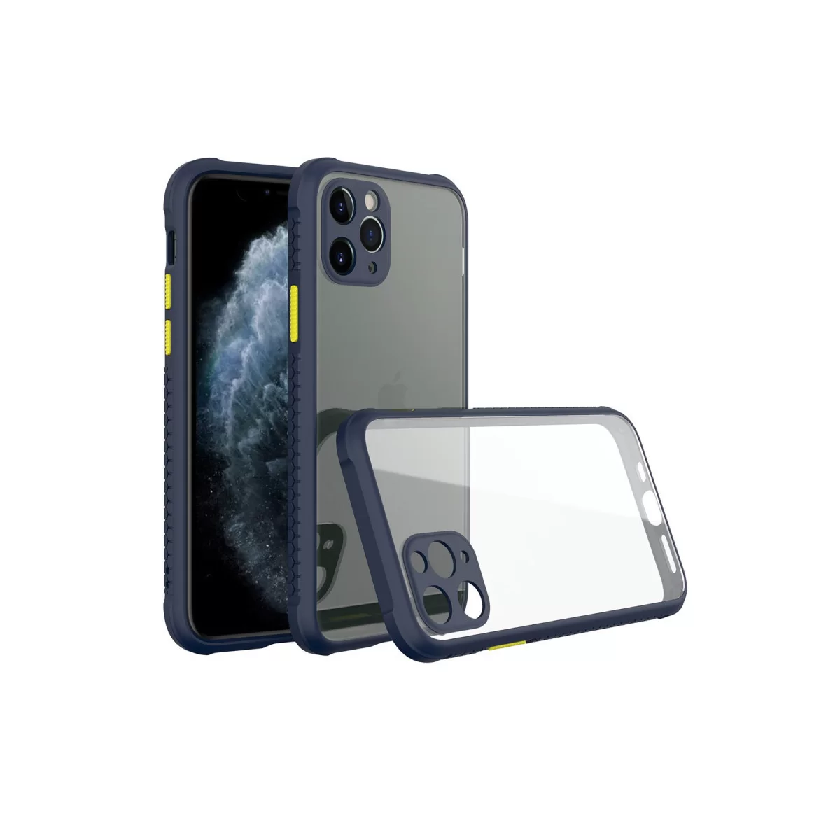 Newface Apple iPhone 11 Pro Kılıf Miami Şeffaf Silikon - Lacivert