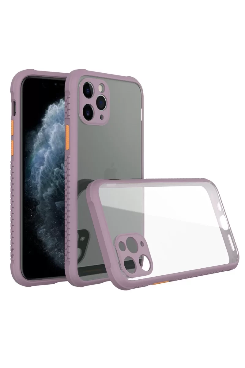 Newface Apple iPhone 11 Pro Max Kılıf Miami Şeffaf Silikon - Açık Mor