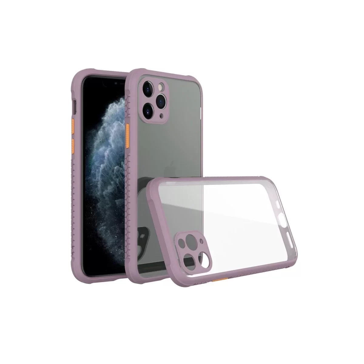 Newface Apple iPhone 11 Pro Max Kılıf Miami Şeffaf Silikon - Açık Mor