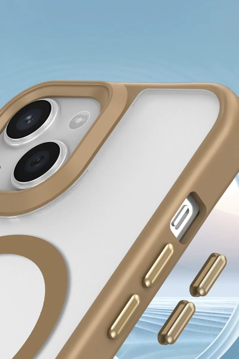 Newface Apple iPhone 15 Kılıf Enka Magsafe Silikon Kılıf - Desert
