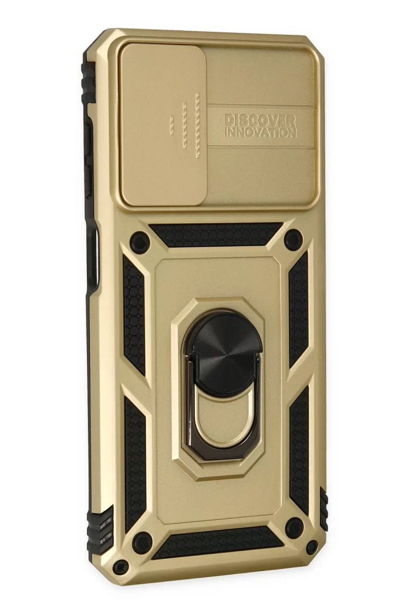 Newface Samsung Galaxy A13 4G Kılıf Pars Lens Yüzüklü Silikon - Gold