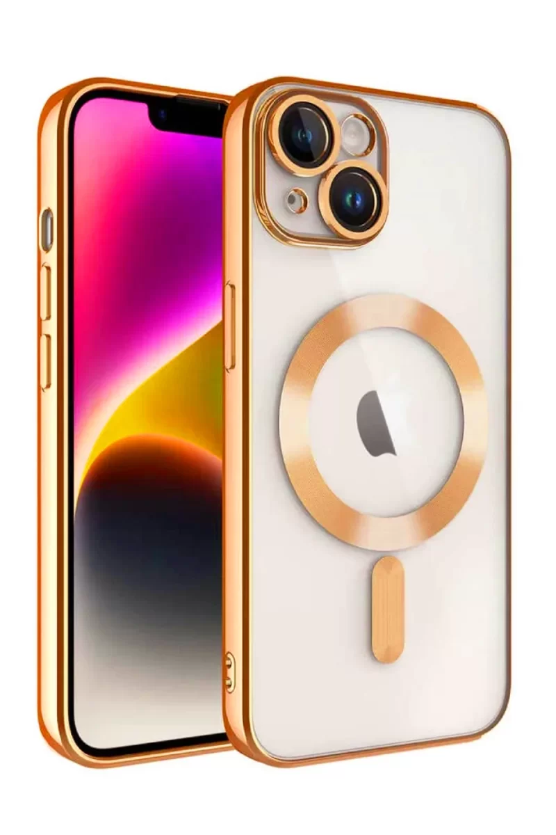Newface Apple iPhone 15 Kılıf Kross Magneticsafe Kapak - Turuncu