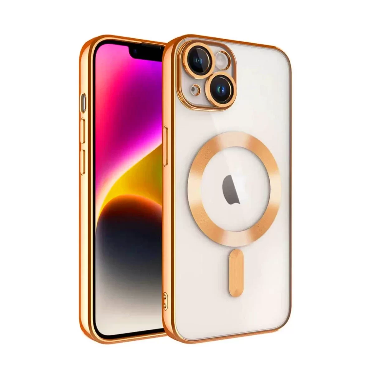 Newface Apple iPhone 15 Kılıf Kross Magneticsafe Kapak - Turuncu