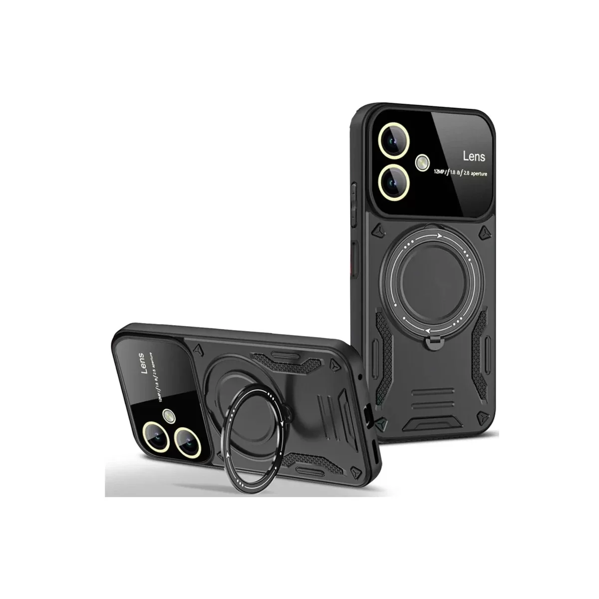 Newface Samsung Galaxy A06 Kılıf Joy Lens Standlı Kapak - Siyah