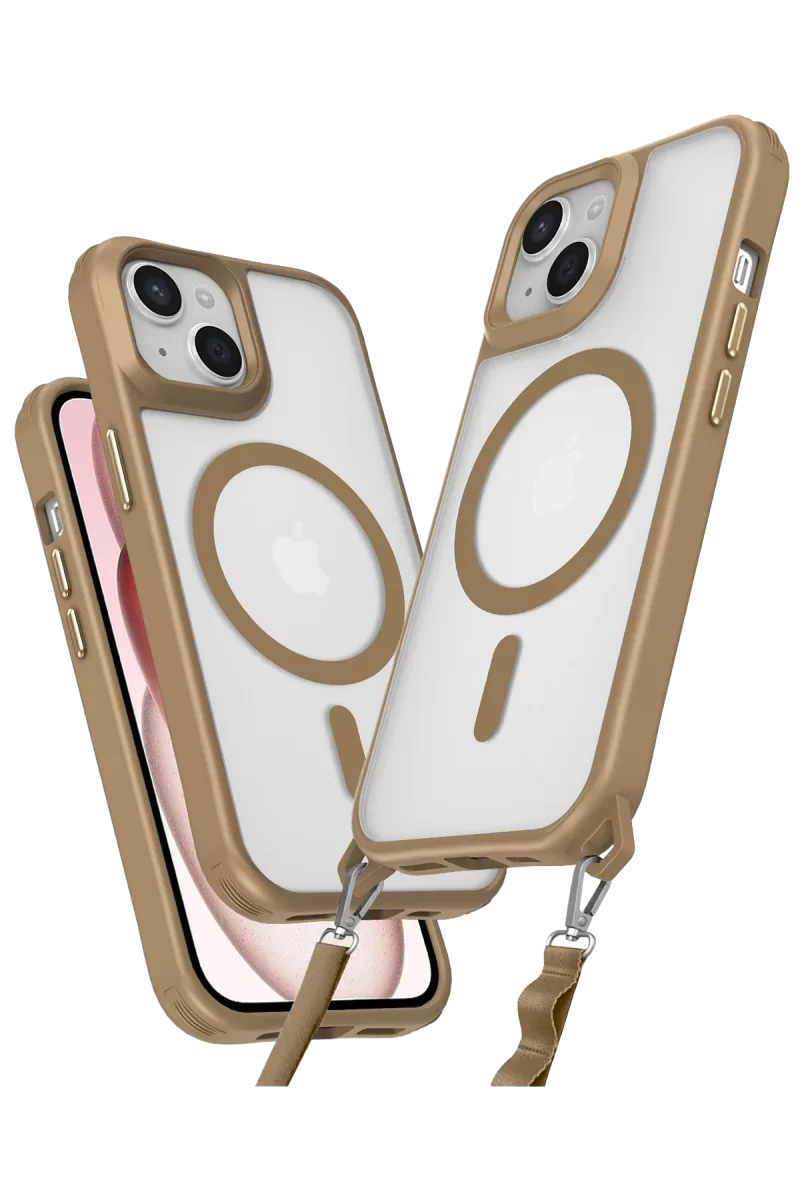 Newface Apple iPhone 15 Plus Kılıf Enka Magsafe Silikon Kılıf - Desert
