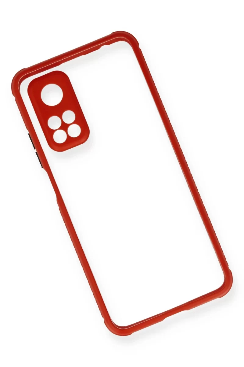 Newface Xiaomi Mi 10T Pro Kılıf Miami Şeffaf Silikon - Kırmızı