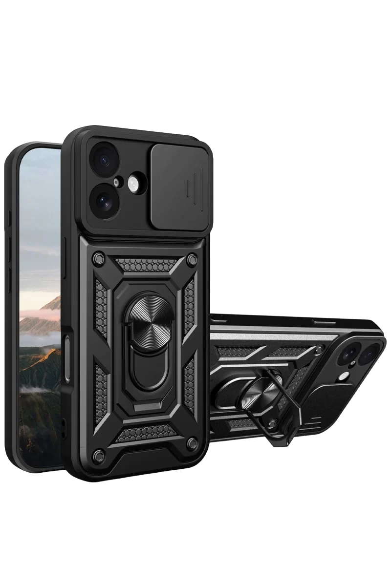 Newface Apple iPhone 17 Pars Lens Yüzüklü Silikon - Siyah