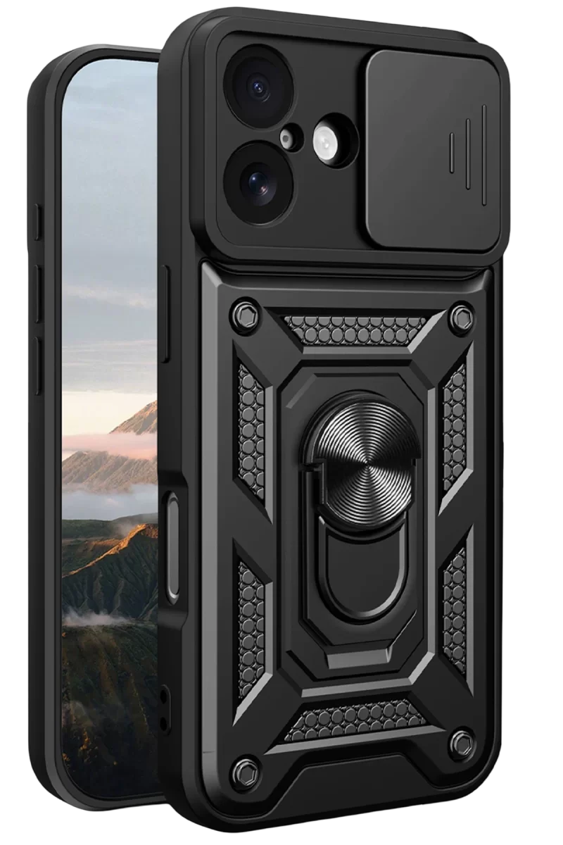 Newface Apple iPhone 17 Pars Lens Yüzüklü Silikon - Siyah