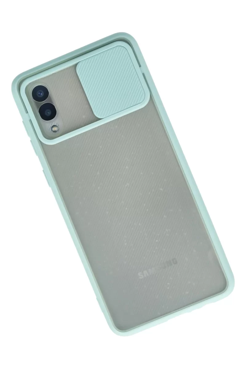 Newface Samsung Galaxy A02 Kılıf Palm Buzlu Kamera Sürgülü Silikon - Turkuaz