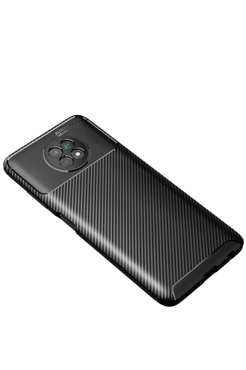 Newface Xiaomi Redmi Note 9 5G Kılıf Auto Focus Karbon Kapak - Siyah