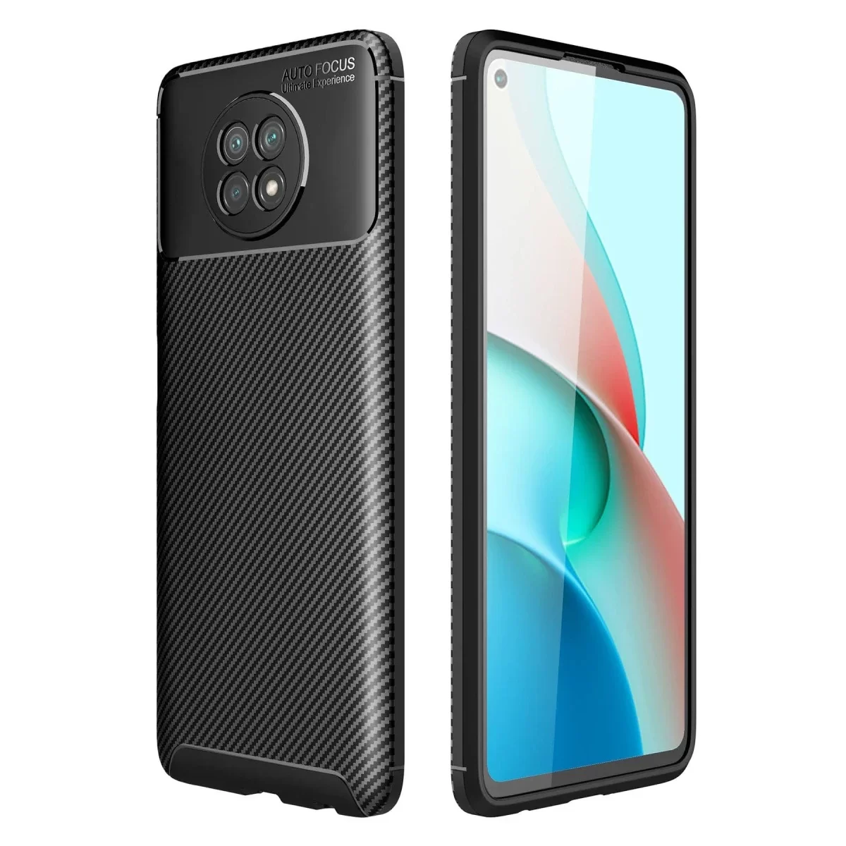 Newface Xiaomi Redmi Note 9 5G Kılıf Auto Focus Karbon Kapak - Siyah