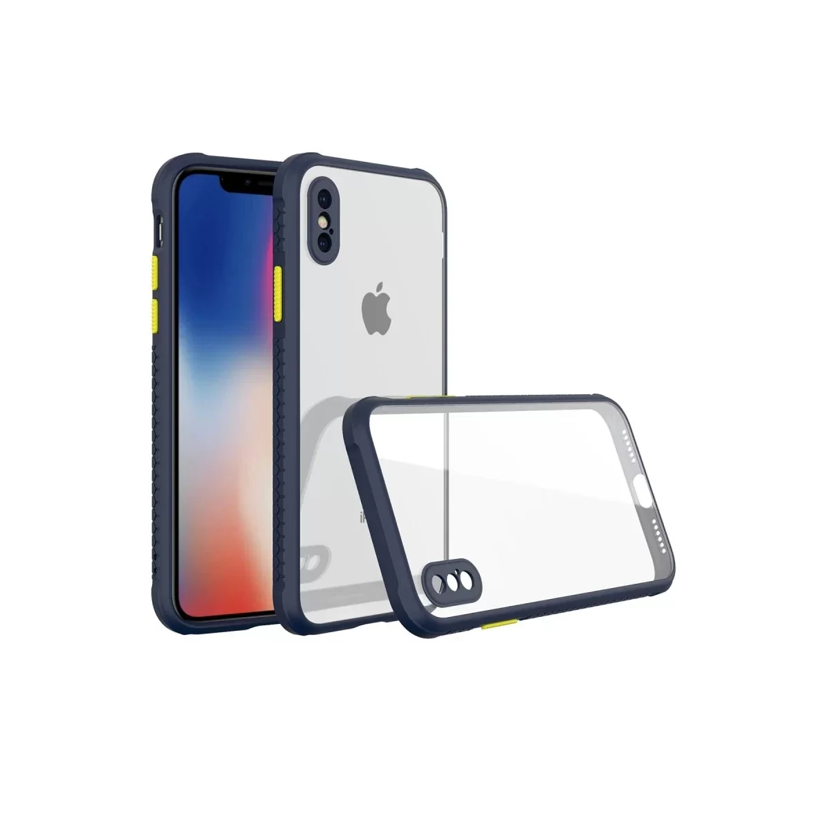 Newface Apple iPhone XS Max Kılıf Miami Şeffaf Silikon - Lacivert