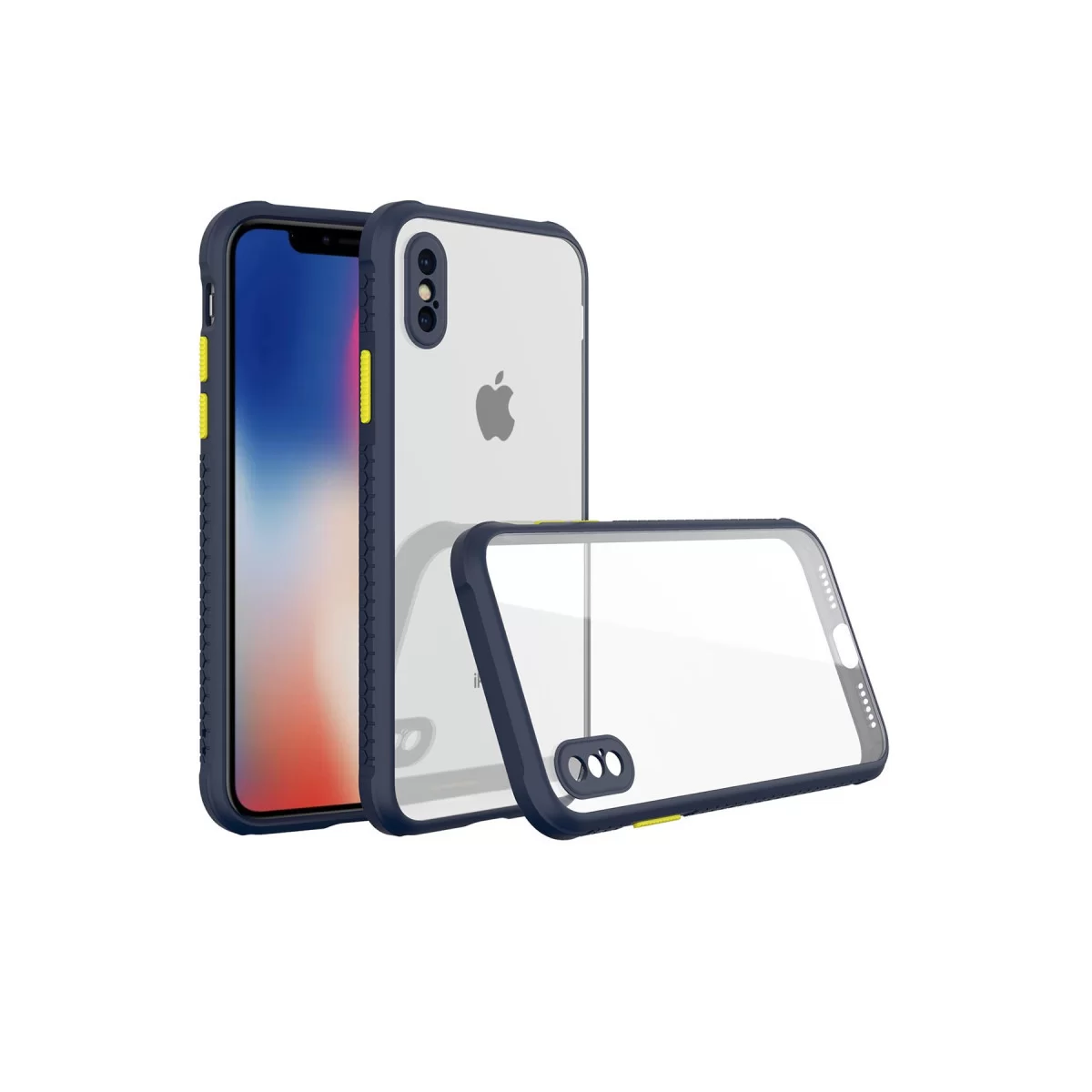 Newface Apple iPhone XS Max Kılıf Miami Şeffaf Silikon - Lacivert