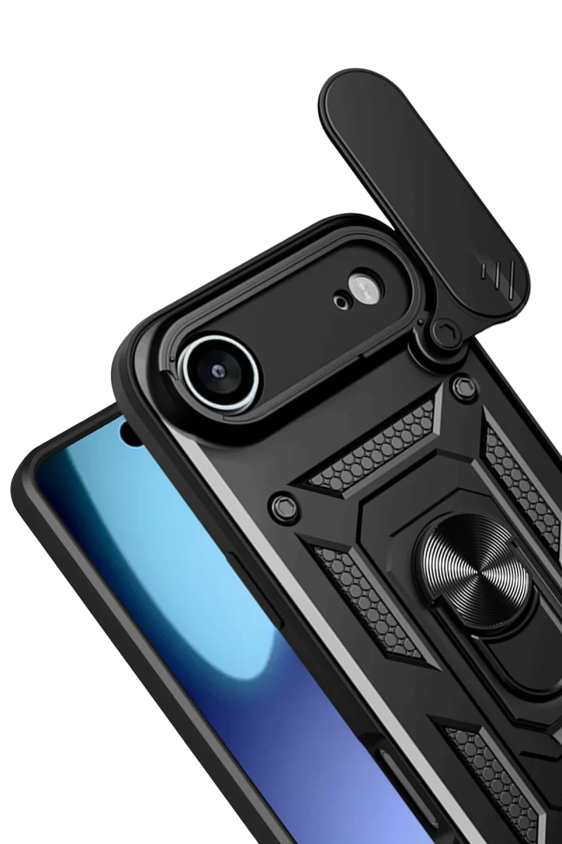 Newface Apple iPhone 17 Air Pars Lens Yüzüklü Silikon - Siyah