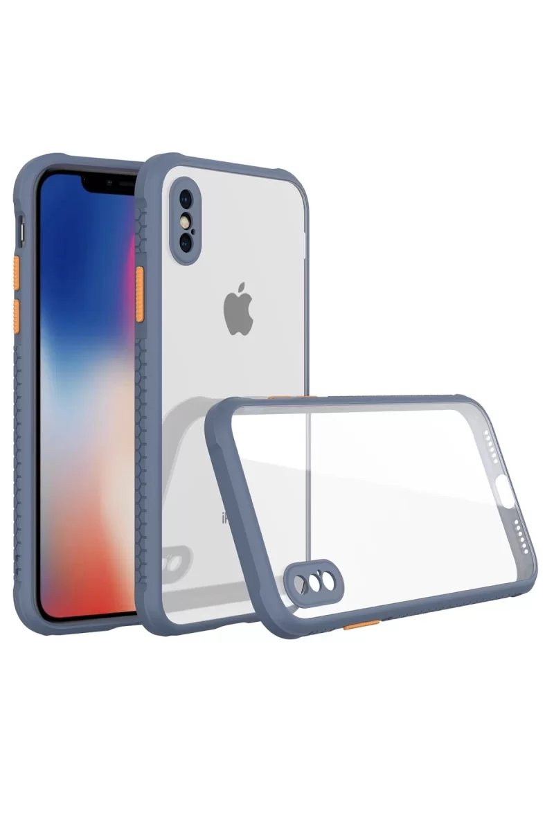 Newface Apple iPhone XS Max Kılıf Miami Şeffaf Silikon - Gri