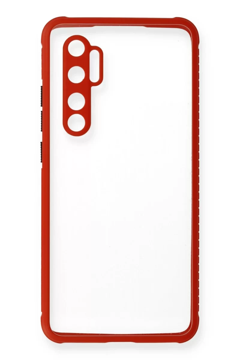 Newface Xiaomi Mi Note 10 Lite Kılıf Miami Şeffaf Silikon - Kırmızı