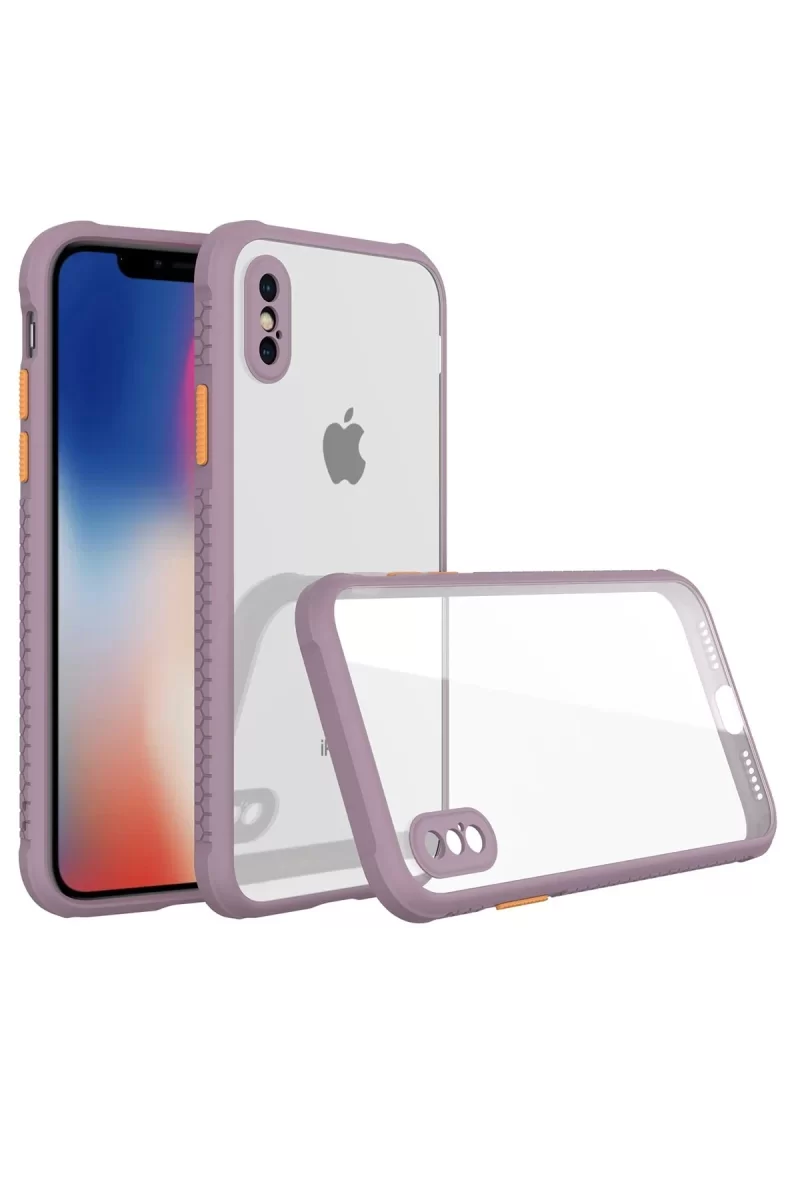 Newface Apple iPhone XS Max Kılıf Miami Şeffaf Silikon - Açık Mor