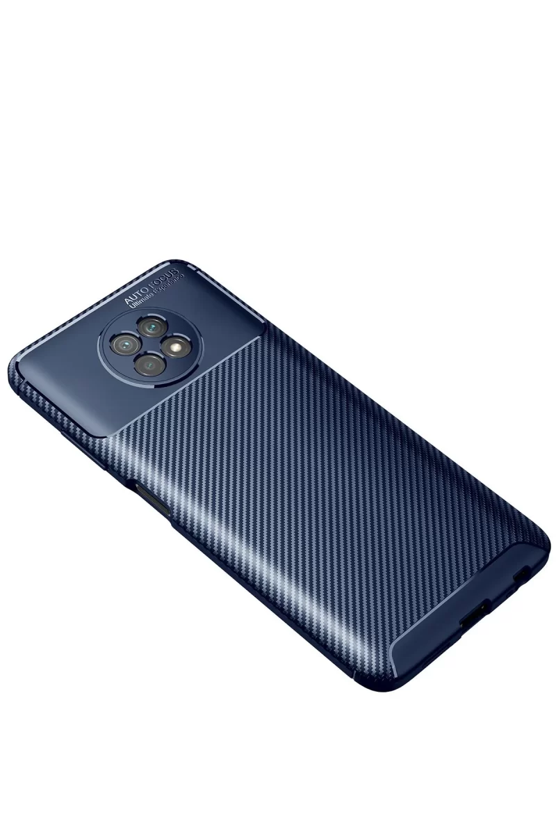 Newface Xiaomi Redmi Note 9 5G Kılıf Auto Focus Karbon Kapak - Lacivert
