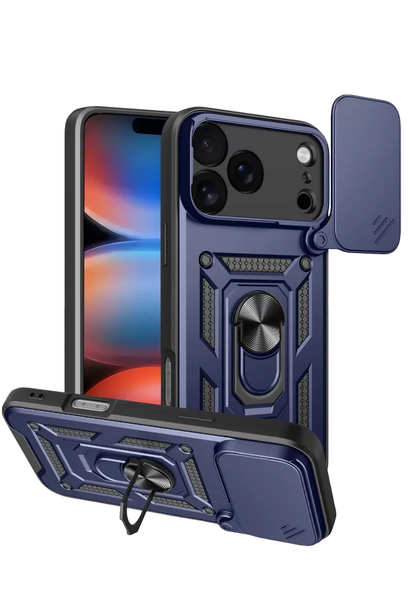Newface Apple iPhone 17 Pro Max Pars Lens Yüzüklü Silikon - Lacivert