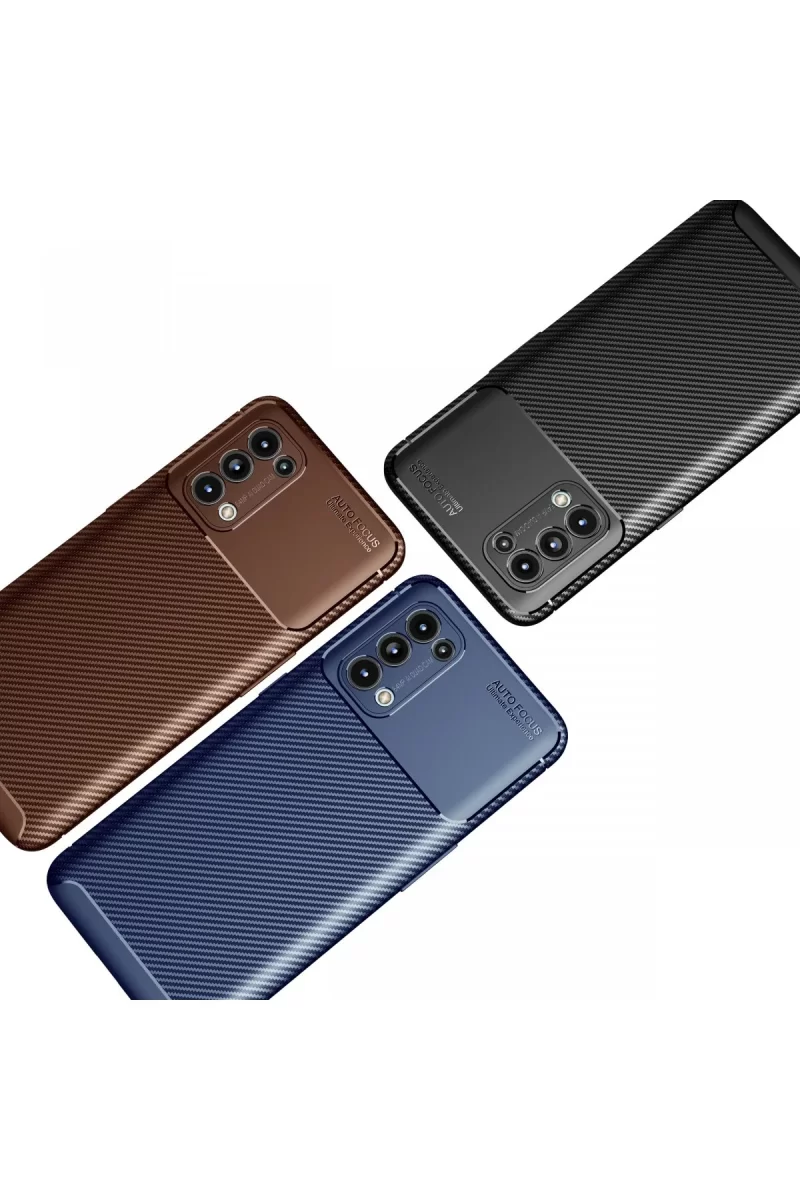 Newface Oppo Reno 5 Kılıf Auto Focus Karbon Kapak - Lacivert