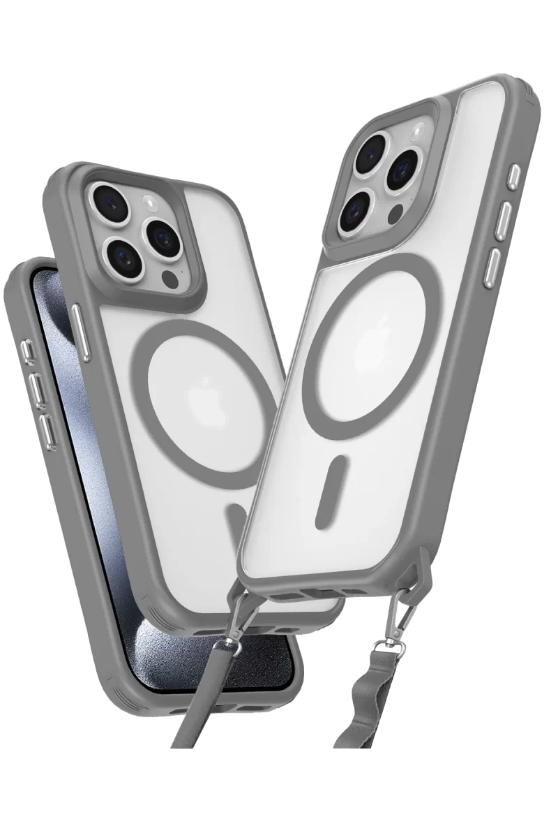 Newface Apple iPhone 15 Pro Max Kılıf Enka Magsafe Silikon Kılıf - Titan Gri