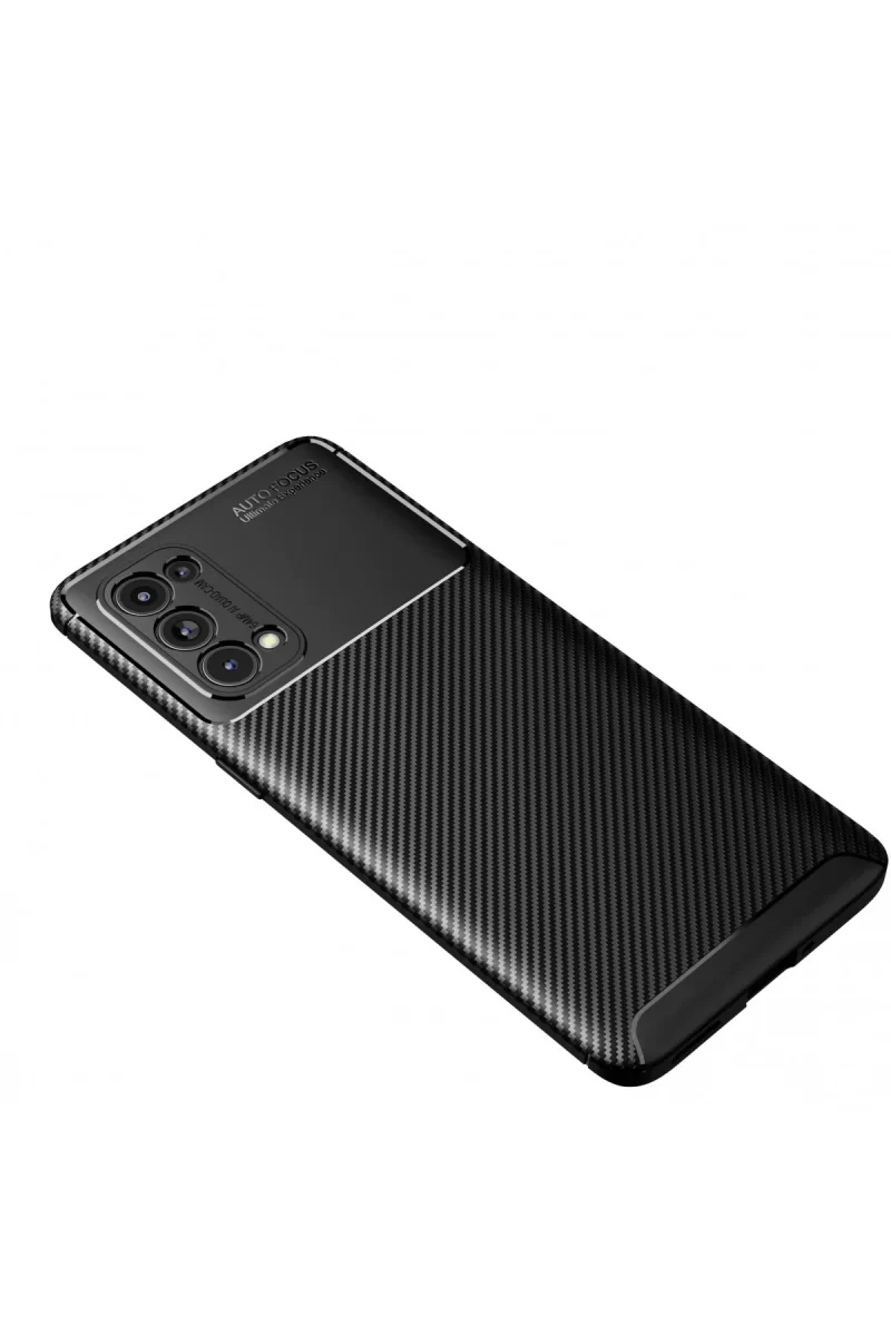 Newface Oppo Reno 5 Pro Kılıf Auto Focus Karbon Kapak - Siyah
