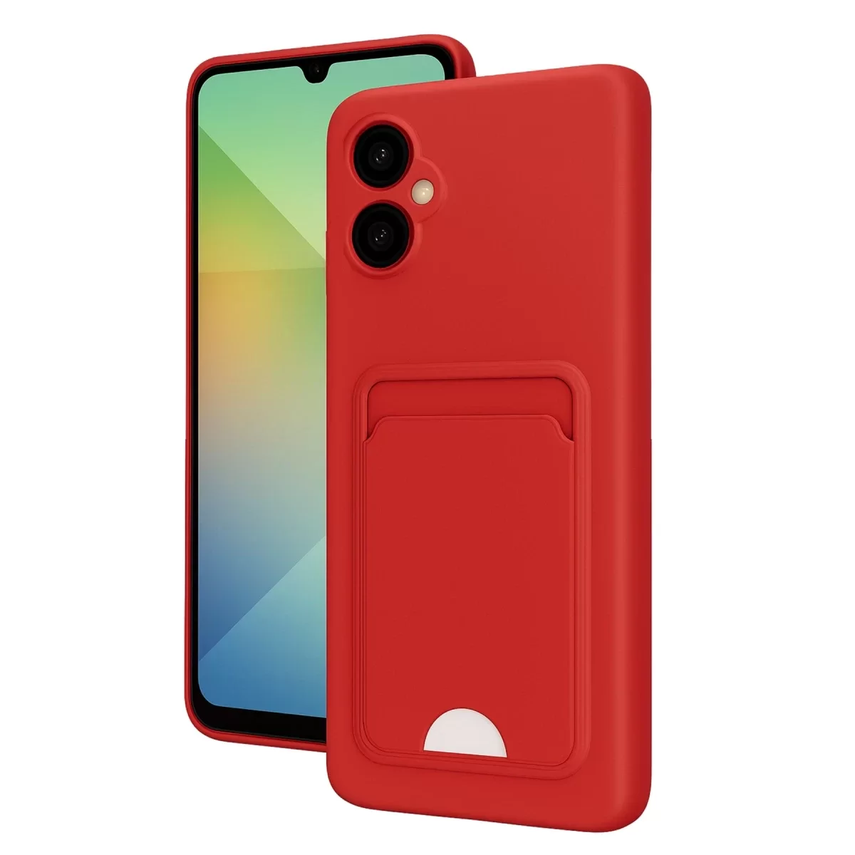 Newface Samsung Galaxy A06 Kılıf Kelvin Kartvizitli Silikon - Kırmızı