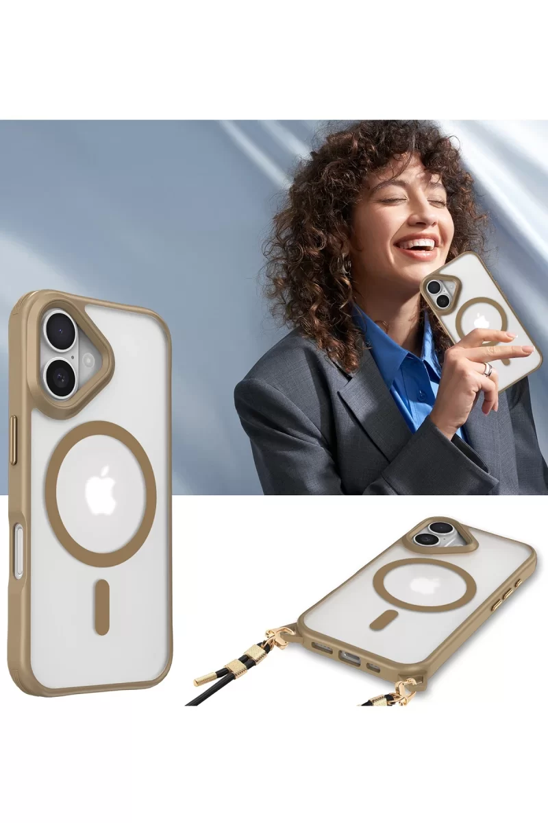 Newface Apple iPhone 16 Kılıf Enka Magsafe Silikon Kılıf - Desert