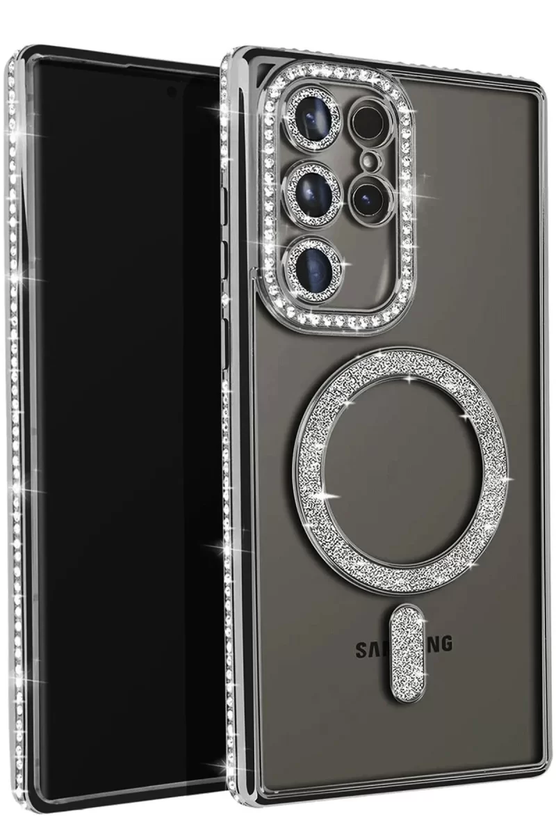 Newface Samsung Galaxy S25 Ultra Kılıf Joke Simli Magneticsafe Kılıf - Siyah