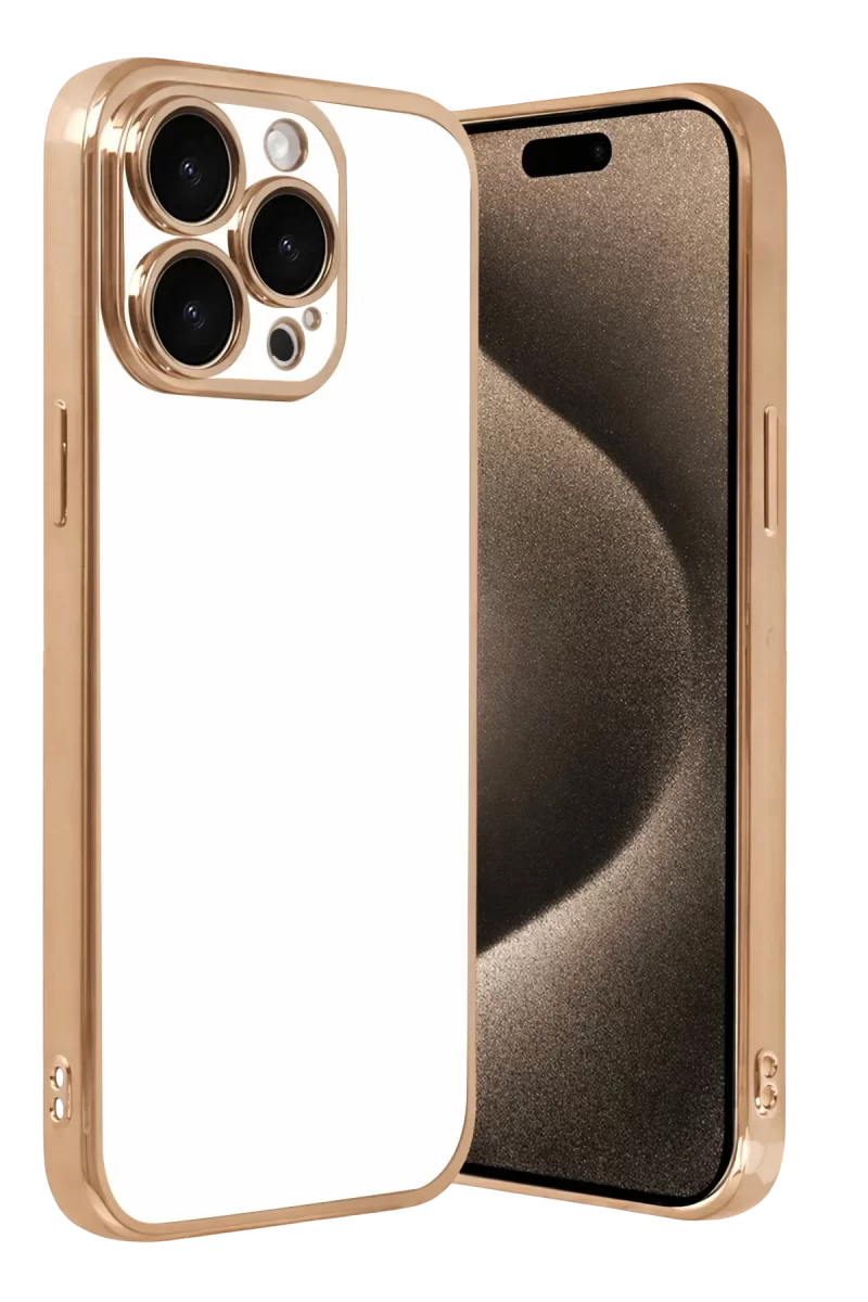 Newface Apple iPhone 15 Pro Max Razer Lensli Silikon - Gold