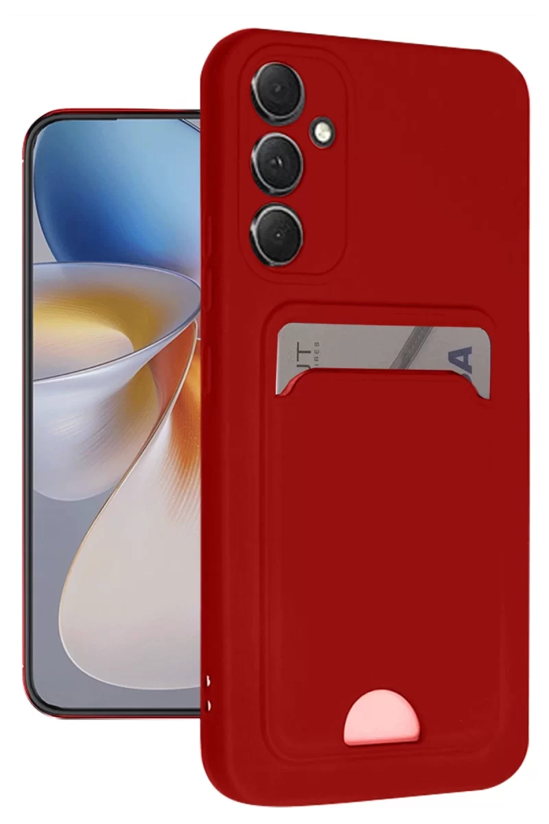 Newface Samsung Galaxy A16 5G Kılıf Kelvin Kartvizitli Silikon - Kırmızı