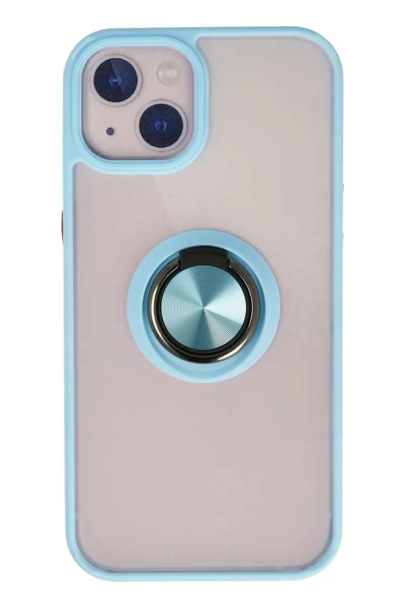 Newface Apple iPhone 15 Kılıf Montreal Yüzüklü Silikon Kapak - Buz Mavi
