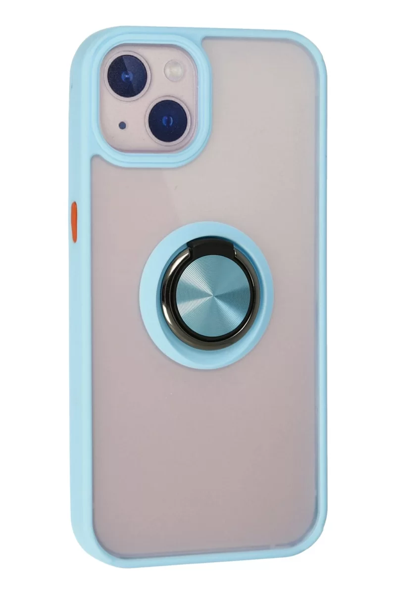 Newface Apple iPhone 15 Kılıf Montreal Yüzüklü Silikon Kapak - Buz Mavi