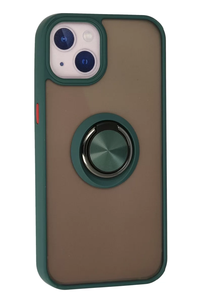 Newface Apple iPhone 15 Kılıf Montreal Yüzüklü Silikon Kapak - Yeşil
